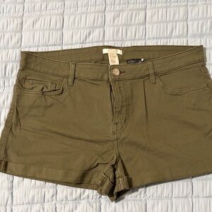 H&M Olive Green Mid-Rise Jean Shorts